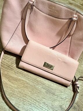 kate spade Blush Pink Pebbled Leather Tote with Crossbody Wallet set